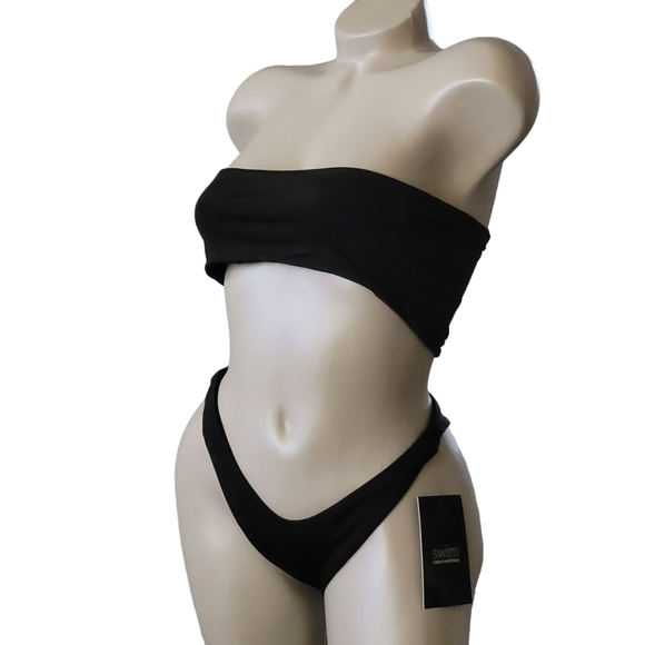 Naked Wardrobe Black Bandeau Bikini Swim Set Size Large - Picture 3 of 10